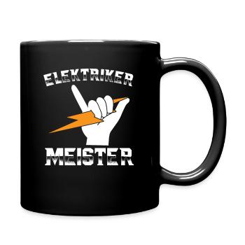 Elektriker Meister Elektromeister Elektrik Motiv - Tasse einfarbig - Schwarz - Rechts