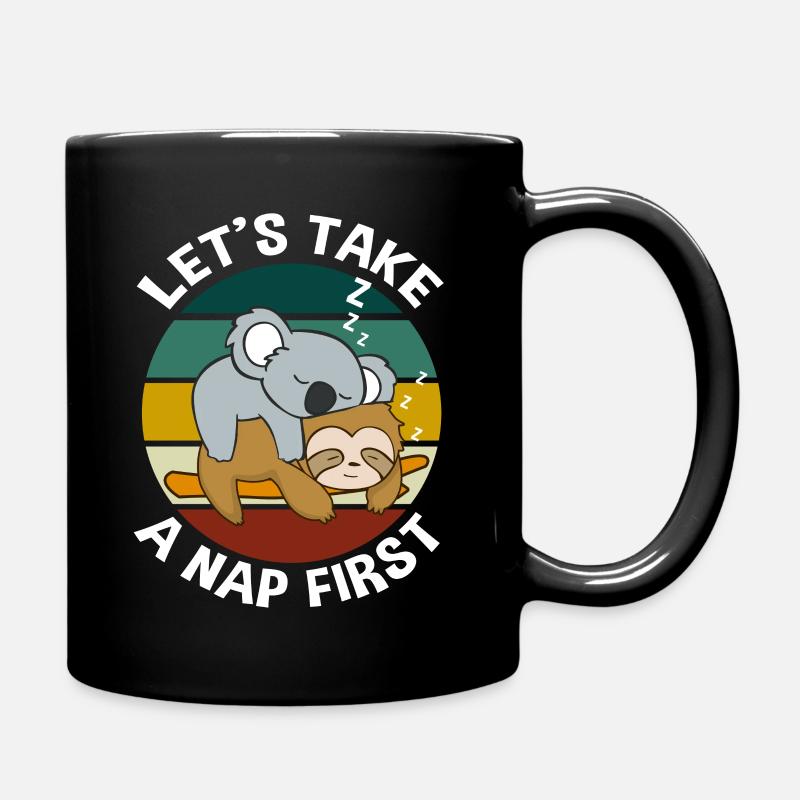 Faultier Koala Schlafen Langschläfer Faulenzer - Tasse einfarbig - Schwarz