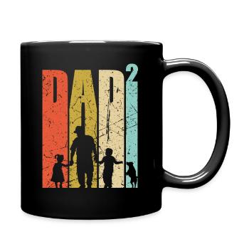 Dad to the power of two father of two dads dog bull terrier - Full Colour Mug - black - Right