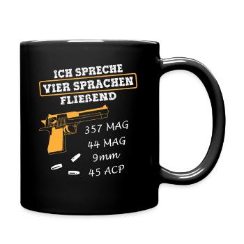 Schützenverein Schießstand Pistolen Revolver Motiv - Tasse einfarbig - Schwarz - Rechts