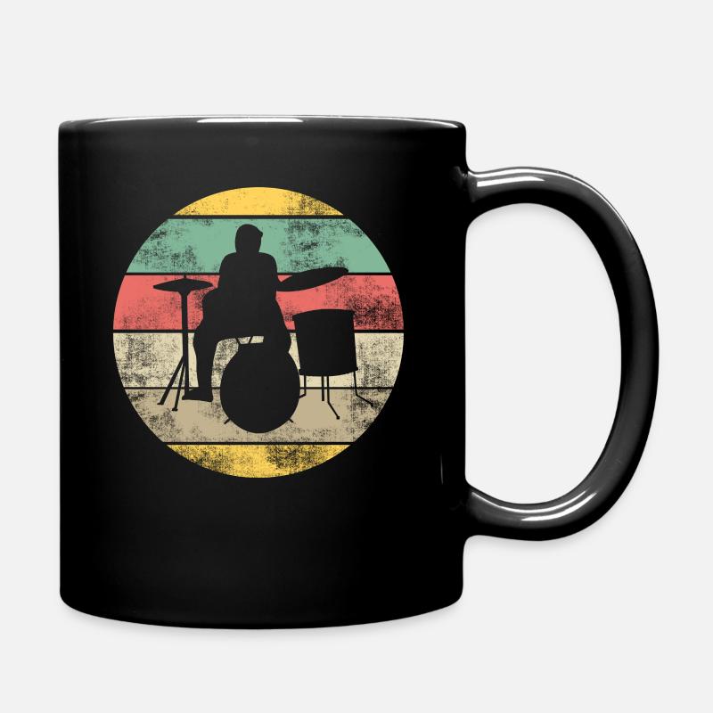 Retro Schlagzeug Vintage Schlagzeuger - Tasse einfarbig - Schwarz