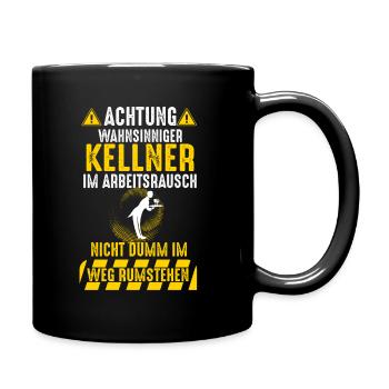 Kellner Oberkellner Ober Gastro Kellnern Restauran - Tasse einfarbig - Schwarz - Rechts
