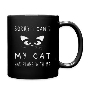 Désolé je ne peux pas mon chat a des projets avec moi cadeau femme - Mug uni - noir - Droite