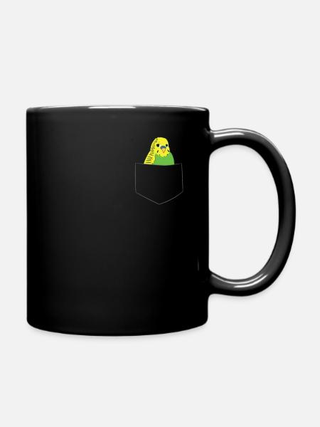 Lustiger Wellensittich Vogel In Tasche - Tasse einfarbig - Schwarz