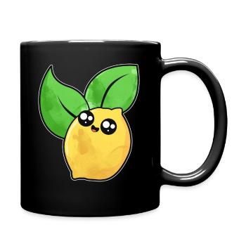 Niedliche Zitrone Gesicht - Tasse einfarbig - Schwarz - Rechts