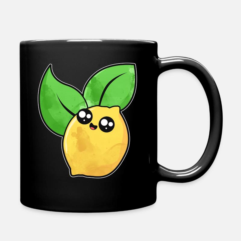 Niedliche Zitrone Gesicht - Tasse einfarbig - Schwarz