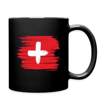 Schweiz Flagge - Tasse einfarbig - Schwarz - Rechts