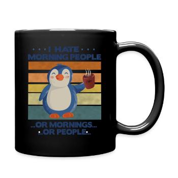 i hate morning people penguin deco pingu - Full Colour Mug - black - Right