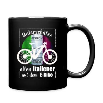 Italiener auf dem E Bike - Italien - Tasse einfarbig - Schwarz - Rechts
