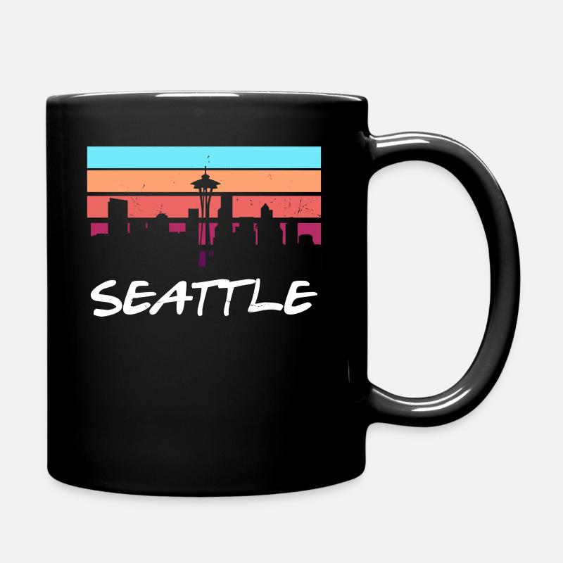 Grunge Seattle Skyline Distressed Look Design - Tasse einfarbig - Schwarz