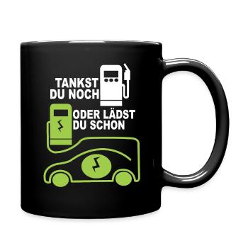 Lustiges Elektro Tankstelle Auto Bild mit Spruch. - Tasse einfarbig - Schwarz - Rechts