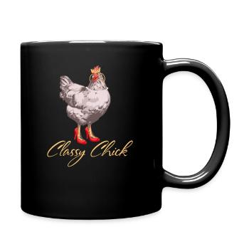 Classy Chick Funny Cute Chicken Hen Humor Chicken - Full Colour Mug - black - Right