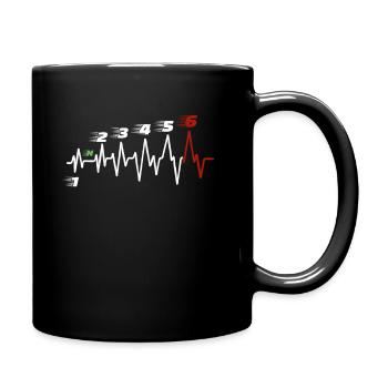 Herzschlag, Motorrad, EKG, Biker, 6-Gang - Tasse einfarbig - Schwarz - Rechts