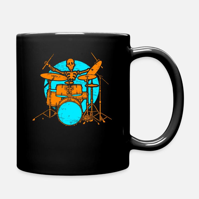 Skelet drummer drums drummers Halloween - Full Colour Mug - black
