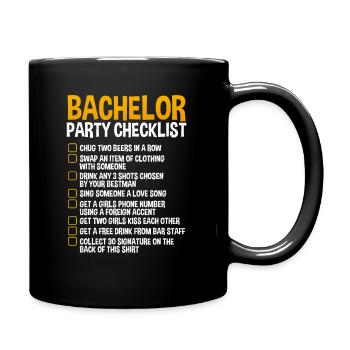 Junggesellen Party Liste - Tasse einfarbig - Schwarz - Rechts