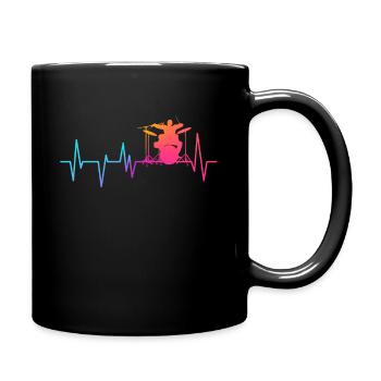 Drummer heartbeat EKG pulse - Full Colour Mug - black - Right