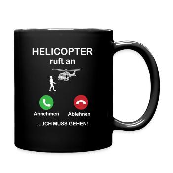 Modellflug Hubschrauber Handy - Helikopter Anruf - Tasse einfarbig - Schwarz - Rechts