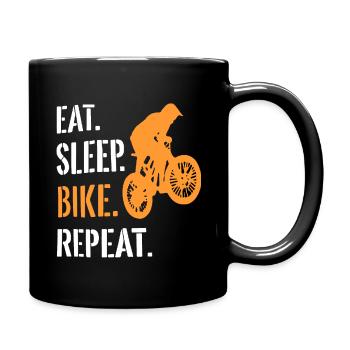 Eat sleep bike repeat bike bike gift idea - Full Colour Mug - black - Right