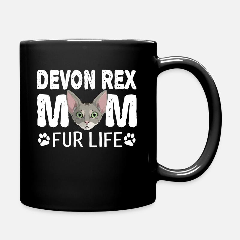 Devon Rex Cat Mom Fur Life Kitty Pun - Full Colour Mug - black