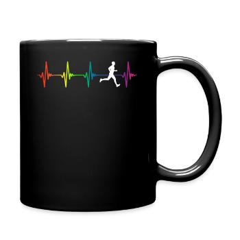 Triathlon Rainbow Heartbeat - Tasse einfarbig - Schwarz - Rechts