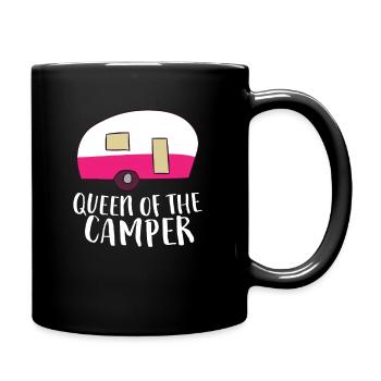 Lustiges Camper Mama Camping Königin - Tasse einfarbig - Schwarz - Rechts