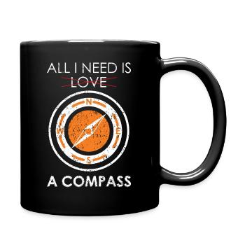 Alles was ich brauche ist ein Kompass Orientierungslauf Design - Tasse einfarbig - Schwarz - Rechts