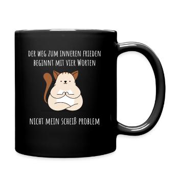 Kawaii süße fette Yoga Katzen niedliche - Tasse einfarbig - Schwarz - Rechts