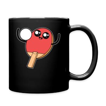 Tischtennis Tischtenniskelle mit Gesicht - Tasse einfarbig - Schwarz - Rechts
