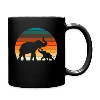 Elefant Vintage Retro Safari Geschenk - Tasse einfarbig - Schwarz - Rechts