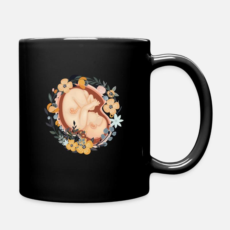 Fleur enfant enceinte mère sage-femme - Mug uni - noir