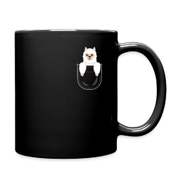 Lama Tasche Alpaka Pocket Animals T-Shirt - Tasse einfarbig - Schwarz - Rechts