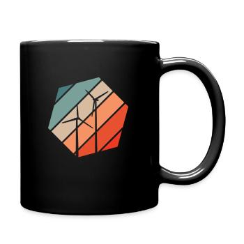Wind farm wind turbine wind power graphic - Full Colour Mug - black - Right