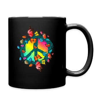 Hippie Butterflies Hippies Flower Power Années 60 - Mug uni - noir - Droite