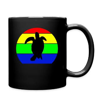 Multicolored vintage retro marine turtle silhouette - Full Colour Mug - black - Right