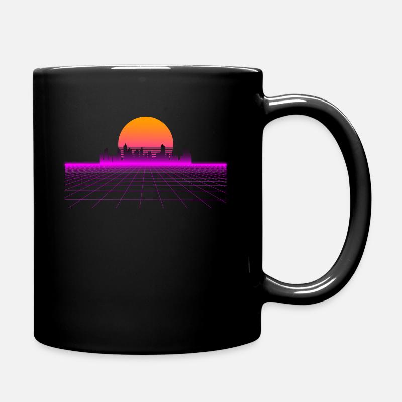 Vaporwave Skyline 80s 90s gift idea - Full Colour Mug - black