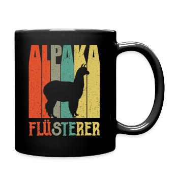 Alpaka Flüsterer Lama Retro Geschenk - Tasse einfarbig - Schwarz - Rechts