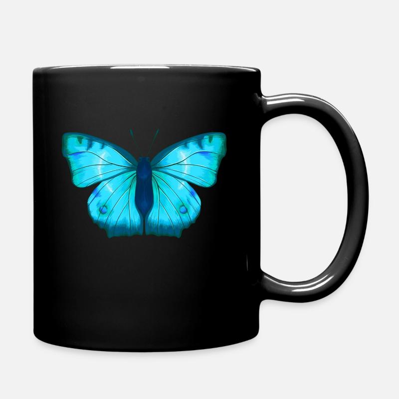 Bleu papillon - Mug uni - noir