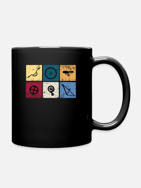 Radfahren MTB Fahrradteile Fahrrad Bauteile Motiv - Tasse einfarbig - Schwarz