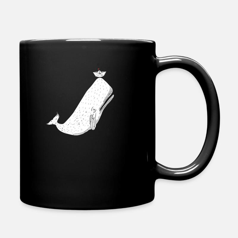 Whale and Paperboat - Tasse einfarbig - Schwarz
