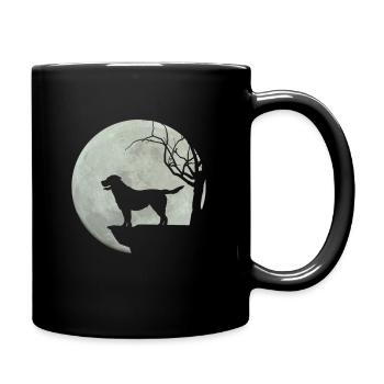 Hund Labrador Mond Lustige Geschenke Mann Frau - Tasse einfarbig - Schwarz - Rechts