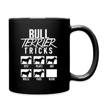 Funny Bull Terrier dog tricks dogs lover - Full Colour Mug - black - Right