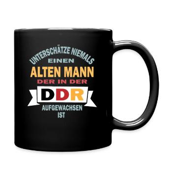 Unterschätze Niemals einen Alten Mann DDR - Tasse einfarbig - Schwarz - Rechts