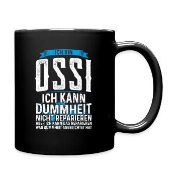 Ich bin Ossi kann Dummheit Osten DDR Ostdeutsche - Tasse einfarbig - Schwarz - Rechts