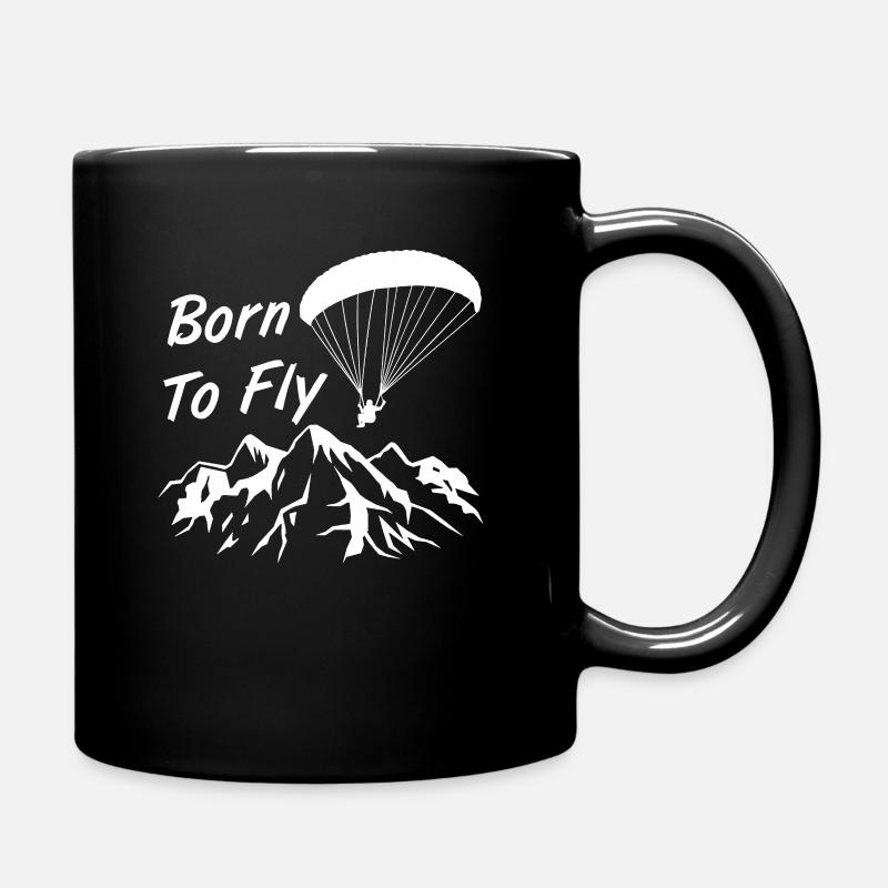Born To Fly Cooles Paraglider Berge Geschenk - Tasse einfarbig - Schwarz