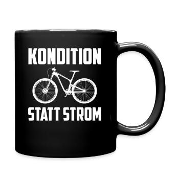 Kondition statt Strom anti ebike e bike - Tasse einfarbig - Schwarz - Rechts