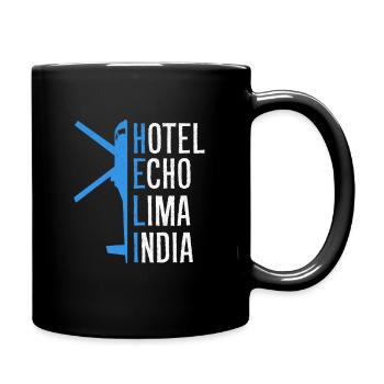 Alphabet Hubschrauber Pilot Helikopter Geschenk - Tasse einfarbig - Schwarz - Rechts