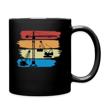 Kranführer Kran - Tasse einfarbig - Schwarz - Rechts