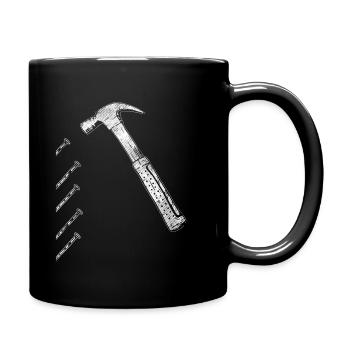 Hammer und Nägel - Tasse einfarbig - Schwarz - Rechts