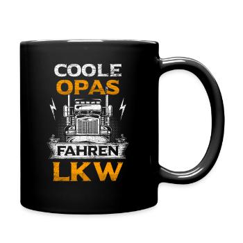 LKW Opa Geschenkidee - Tasse einfarbig - Schwarz - Rechts