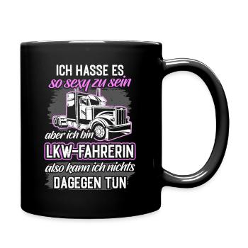 Truckerin LKW-Fahrerin Geschenk - Tasse einfarbig - Schwarz - Rechts